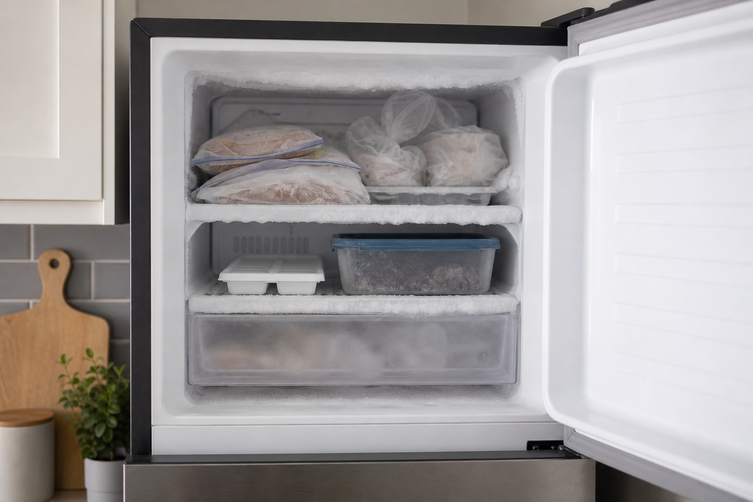 Frost buildup inside a freezer