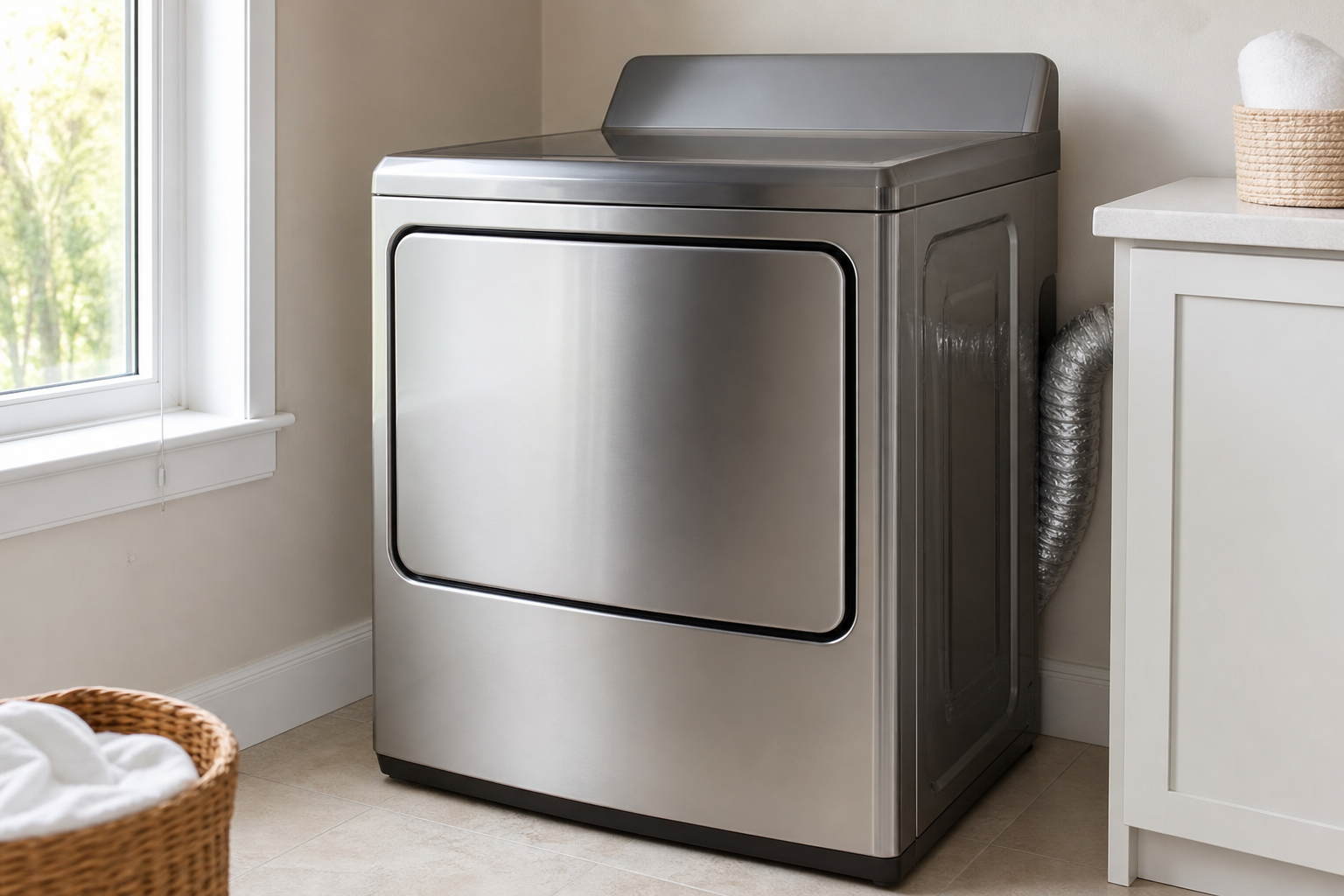 Gas dryer in a laundry room